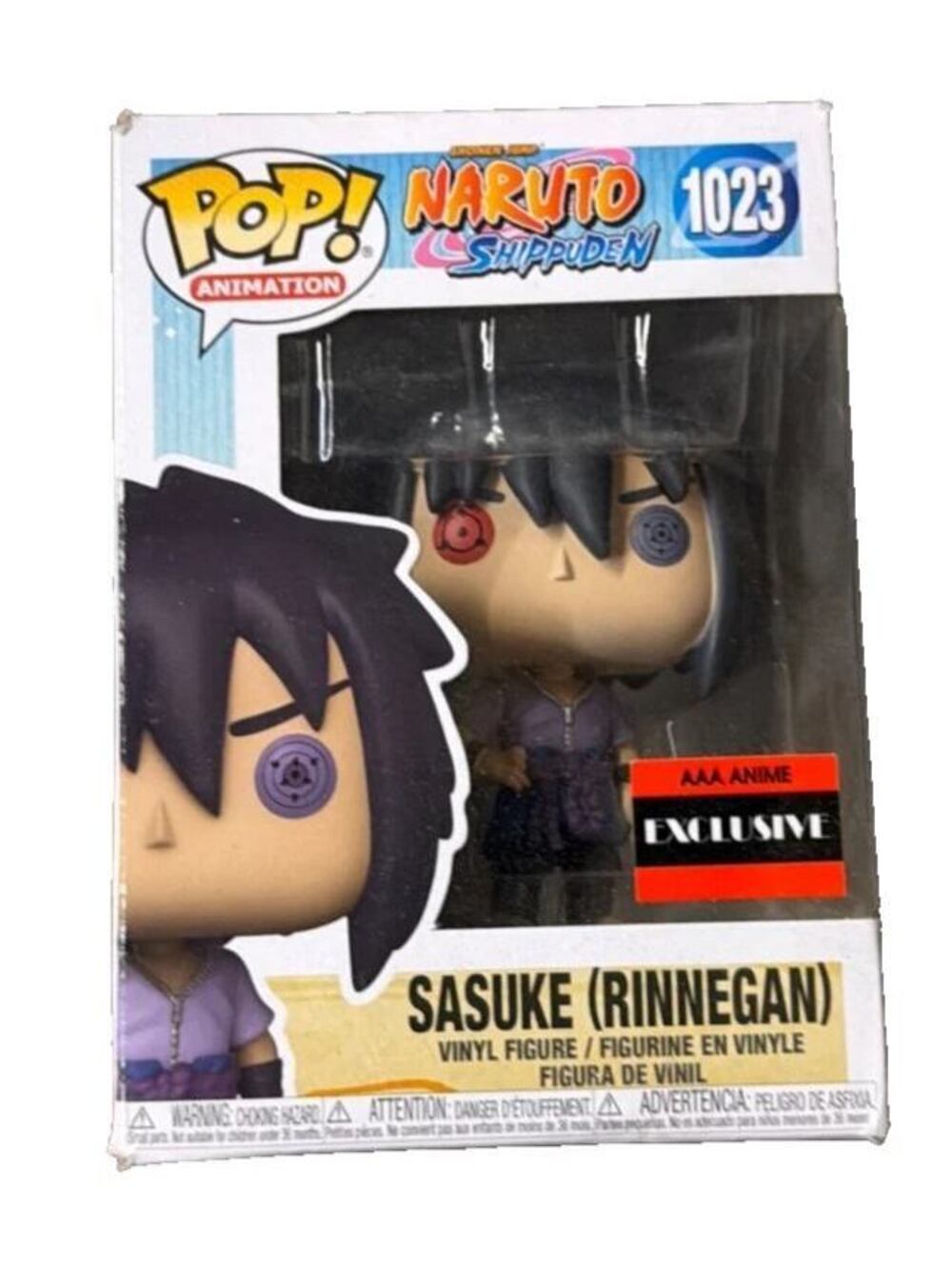 Funko Pop Naruto Shippuden Sasuke Rinnegan #1023 AAA Anime Exclusive Damaged Box